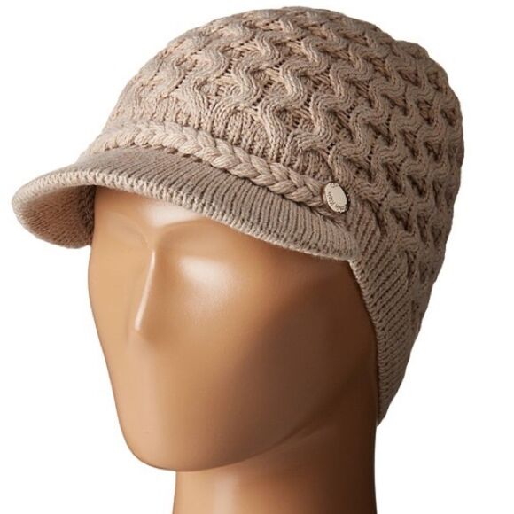 Calvin Klein Womens Knit Fitted Beanie Hat. Heathered Almond - Picture 1 of 3